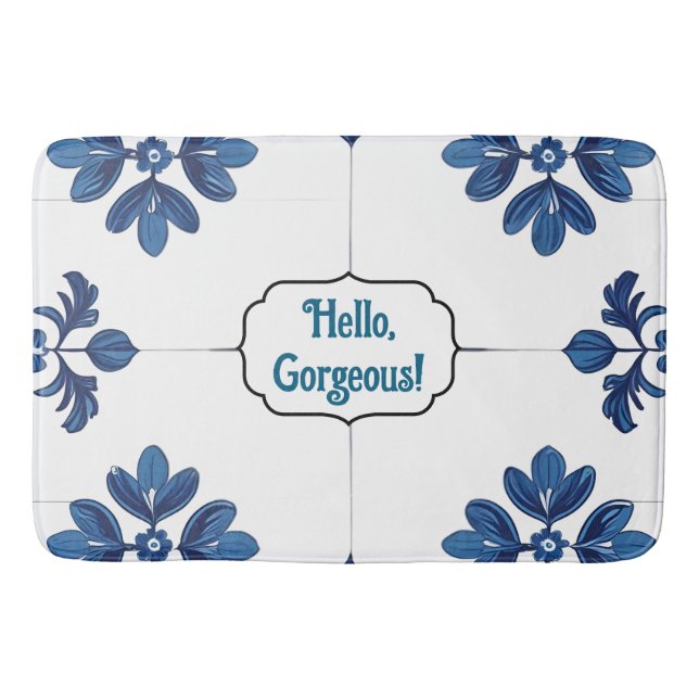 Indigo Azulejo Blue Portuguese Lisbon Badrumsmatta (Framsidan)