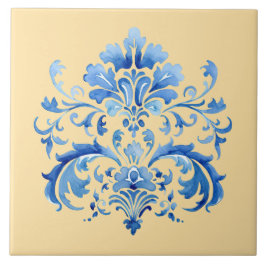 Indigo Azulejo Blue Portuguese Lisbon Botanical Kakelplatta