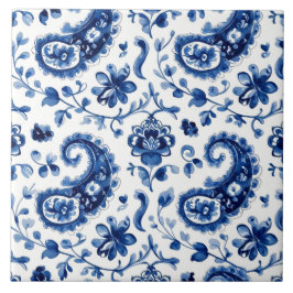 Indigo Azulejo Blue Portuguese Lisbon Botanical Kakelplatta