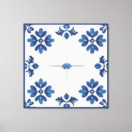 Indigo Azulejo Blue Portuguese Lisbon Decorative Canvastryck