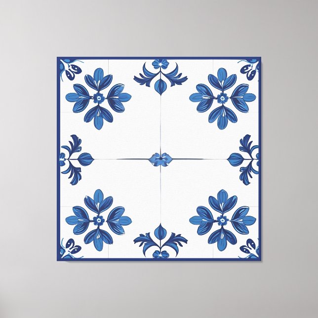 Indigo Azulejo Blue Portuguese Lisbon Decorative Canvastryck (Framsida)