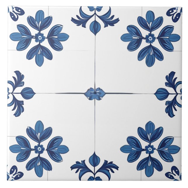 Indigo Azulejo Blue Portuguese Lisbon Decorative Kakelplatta (Framsidan)