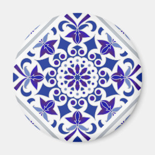 Indigo Azulejos Portugisiska Blå och vita plattor Magnet