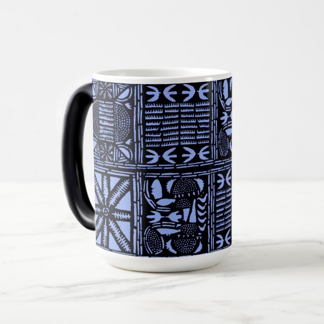 Indigo Batik Quilt - Blå Magisk Mugg (Framsida vänster)
