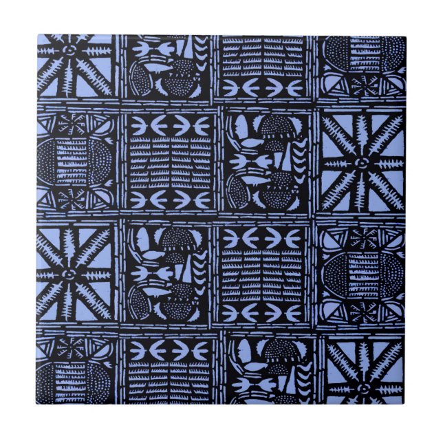 Indigo Batik Quilt - Blue Kakelplatta (Framsidan)