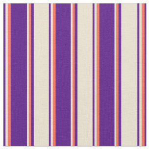 Indigo, Beige och Red Färgad Stripe Mönster Tyg