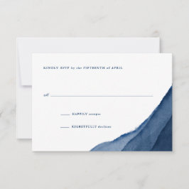 Indigo Blå Akvarell Bröllop RSVP OSA Kort