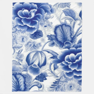 Indigo blå blommor fleecefilt