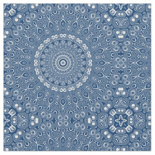 Indigo Blå Mandala Mönster Tyg