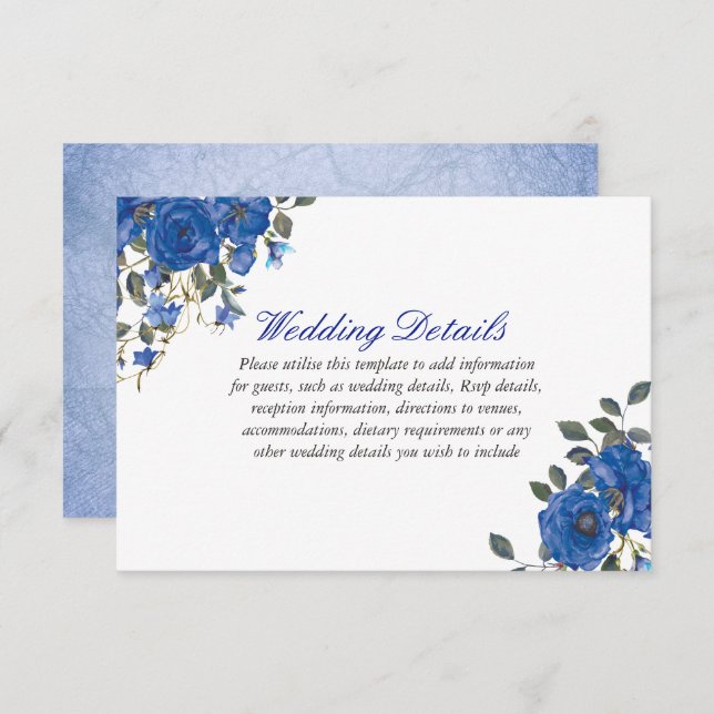 Indigo Blå Navy Midnatt bröllopsmottagning detalj Inbjudningar (Fram/baksida)