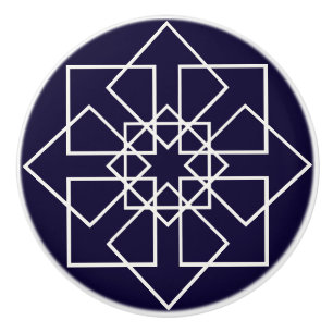 Indigo-blå och vita geometriska former knopp