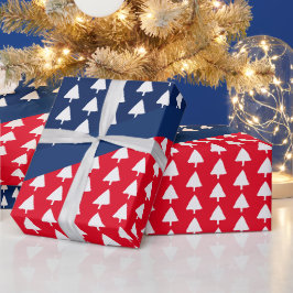 Indigo Blå Röd Vit Julgran Mönster Presentpapper