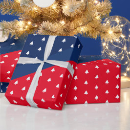 Indigo Blå Röd Vit Julgran Mönster Presentpapper