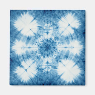 Indigo Blå Shibori Tie Dye Mönster Magnet
