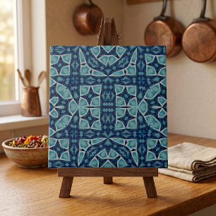 Indigo Blå Symmetrisk Geometrisk Mosaikkonst Kakelplatta