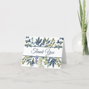 Indigo Blåa Blad Kant Tack Kort