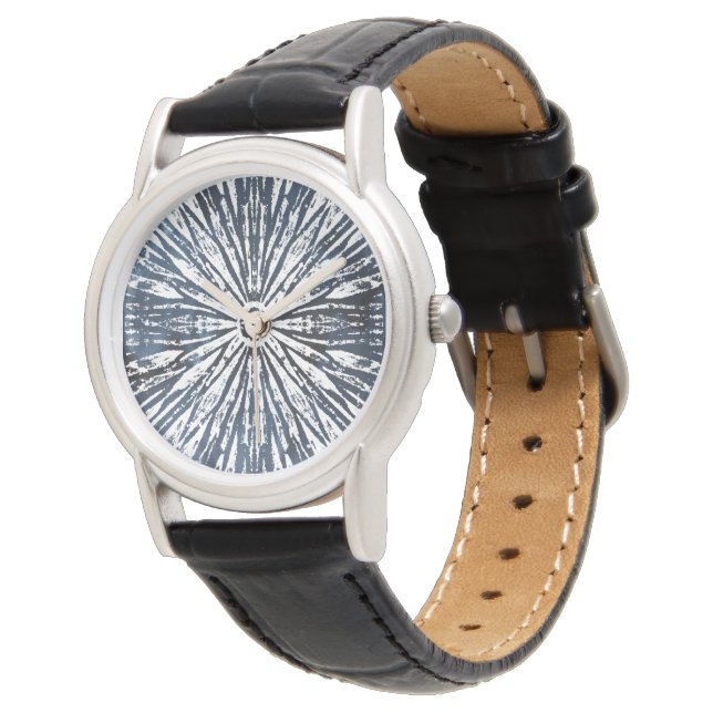 Indigo Bläck Radial Motif Armbandsur (Vinklad)
