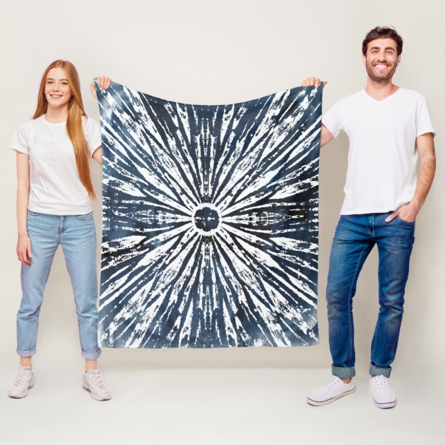 Indigo Bläck Radial Motif Fleecefilt (På plats)