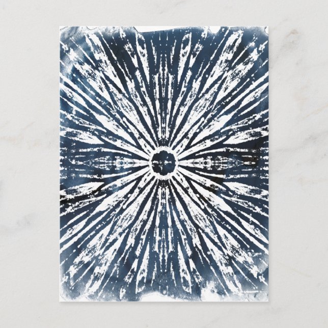 Indigo Bläck Radial Motif Vykort (Framsida)
