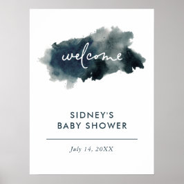 Indigo Bläck Tvättar välkomstskylt för babyvisning Poster