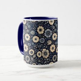 Indigo Blommigt Art | Burne-Jones Inspired Design Mugg