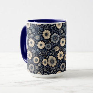 Indigo Blommigt Art | Burne-Jones Inspired Design Mugg
