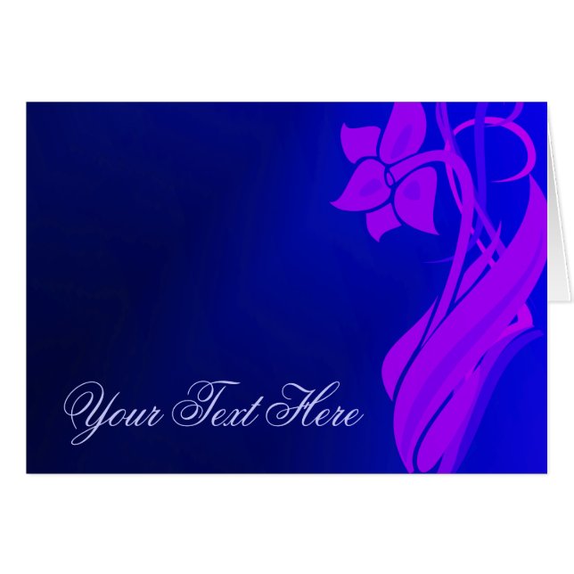 Indigo Blommigt Card Hälsningskort (Framsidan Horizontal)