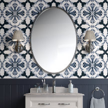 Indigo Blommigt Elegance Navy & Grått Fransk Land