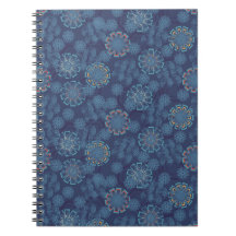Indigo blommönster anteckningsbok