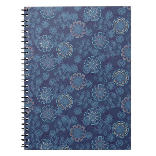 Indigo blommönster anteckningsbok (Framsidan)