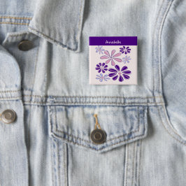 Indigo Bloom Doodle Ditt namn Knapp