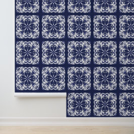 Indigo Blue and White Mediterranean Tile Mönster