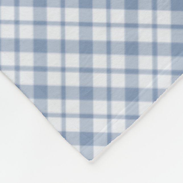 Indigo Blue and White Preppy Check Fleece Blanket (Hörn)