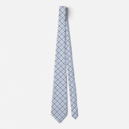 Indigo Blue and White Preppy Check Unisex Necktie Slips