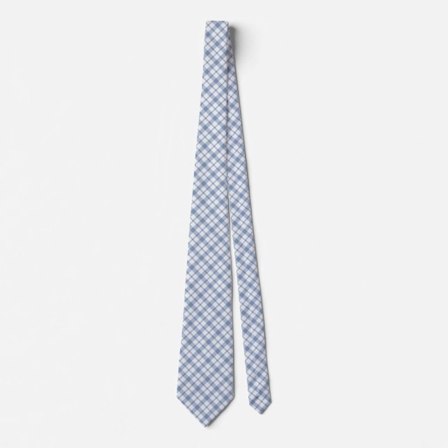 Indigo Blue and White Preppy Check Unisex Necktie Slips (Framsida)