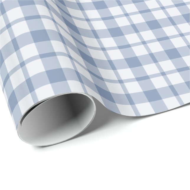 Indigo Blue and White Preppy Check Wrapping Papper Presentpapper (Rullad Hörn)