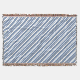 Indigo Blue and White Ticking Rand Throw Blanket Mysfilt