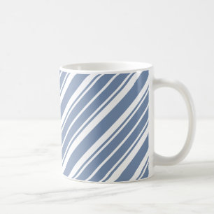 Indigo Blue and White Ticking Stripe Coffee Mugg