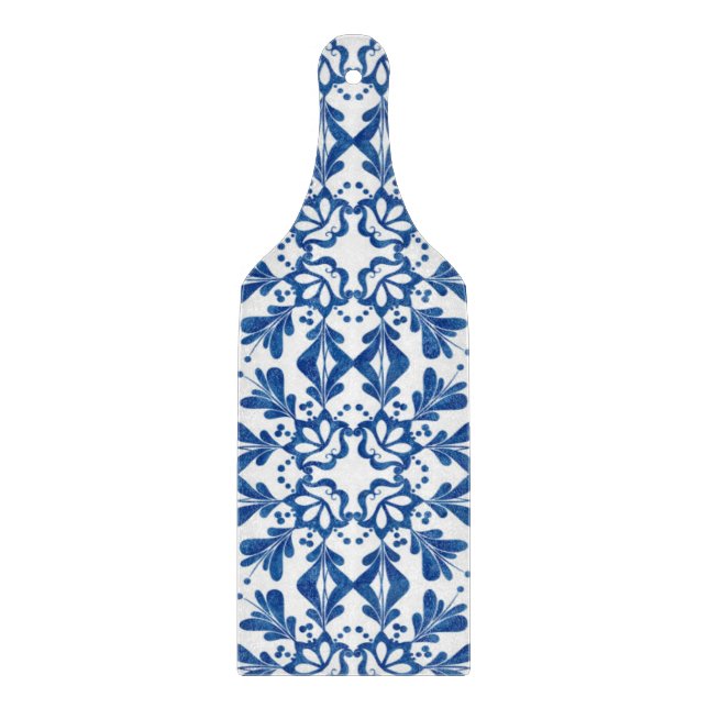 Indigo Blue Blommigt Azulejo Mönster portugisiska (Framsidan)