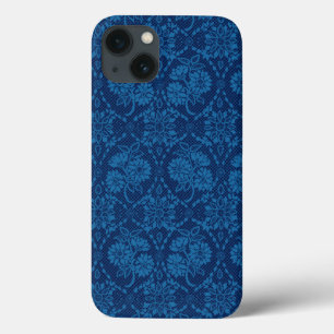 Indigo Blue Blommigt Faux Snöre Mönster