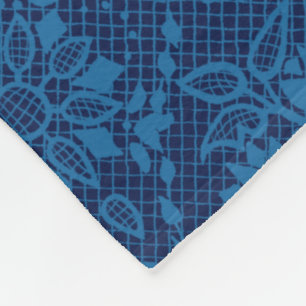 Indigo Blue Blommigt Faux Snöre Mönster Fleecefilt