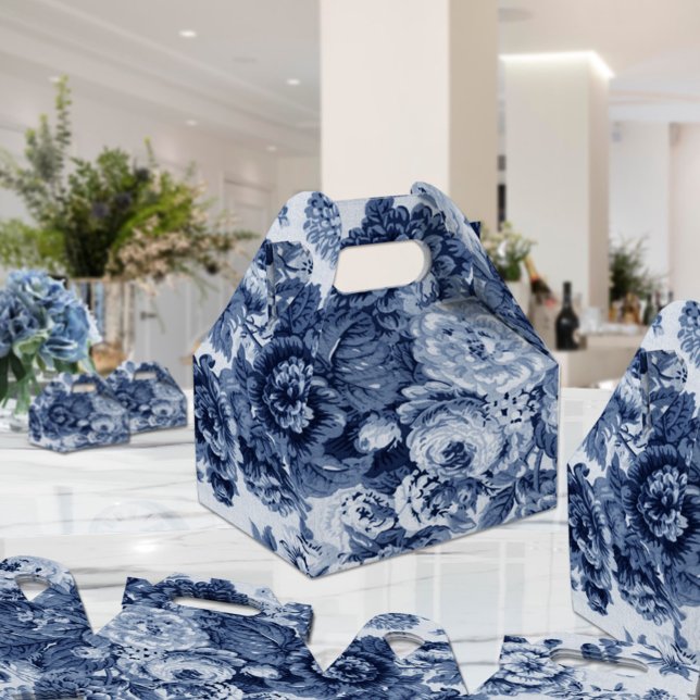 Indigo Blue Blommigt Toile No.3 Presentaskar (Skapare uppladdad)