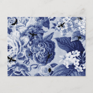 Indigo Blue Botanical & Bees Teckning Blommigt Toi Vykort