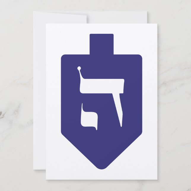 Indigo-Blue Dreidel for Hanukkah with Brev Hej (Framsida)