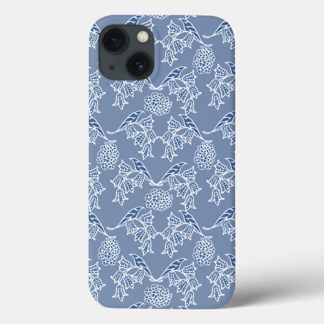 Indigo Blue Ethnic Blommigt Samsung Note 4 Fodral (Baksida)