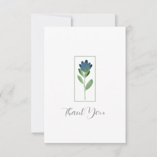 Indigo Blue, Grönt Watercolor Abstrakt Flower Tack Kort