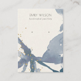 Indigo Blue Guld Abstrakt 2 Stud Earring Visning Visitkort