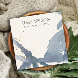 Indigo Blue Guld Abstrakt Necklace Band-mall Fyrkantigt Visitkort