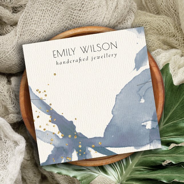Indigo Blue Guld Abstrakt Necklace Band-mall Fyrkantigt Visitkort (Skapare uppladdad)