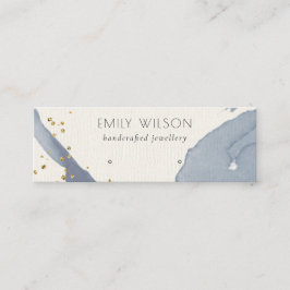 Indigo Blue Guld Abstrakt Stud Earring Visning Mini Visitkort